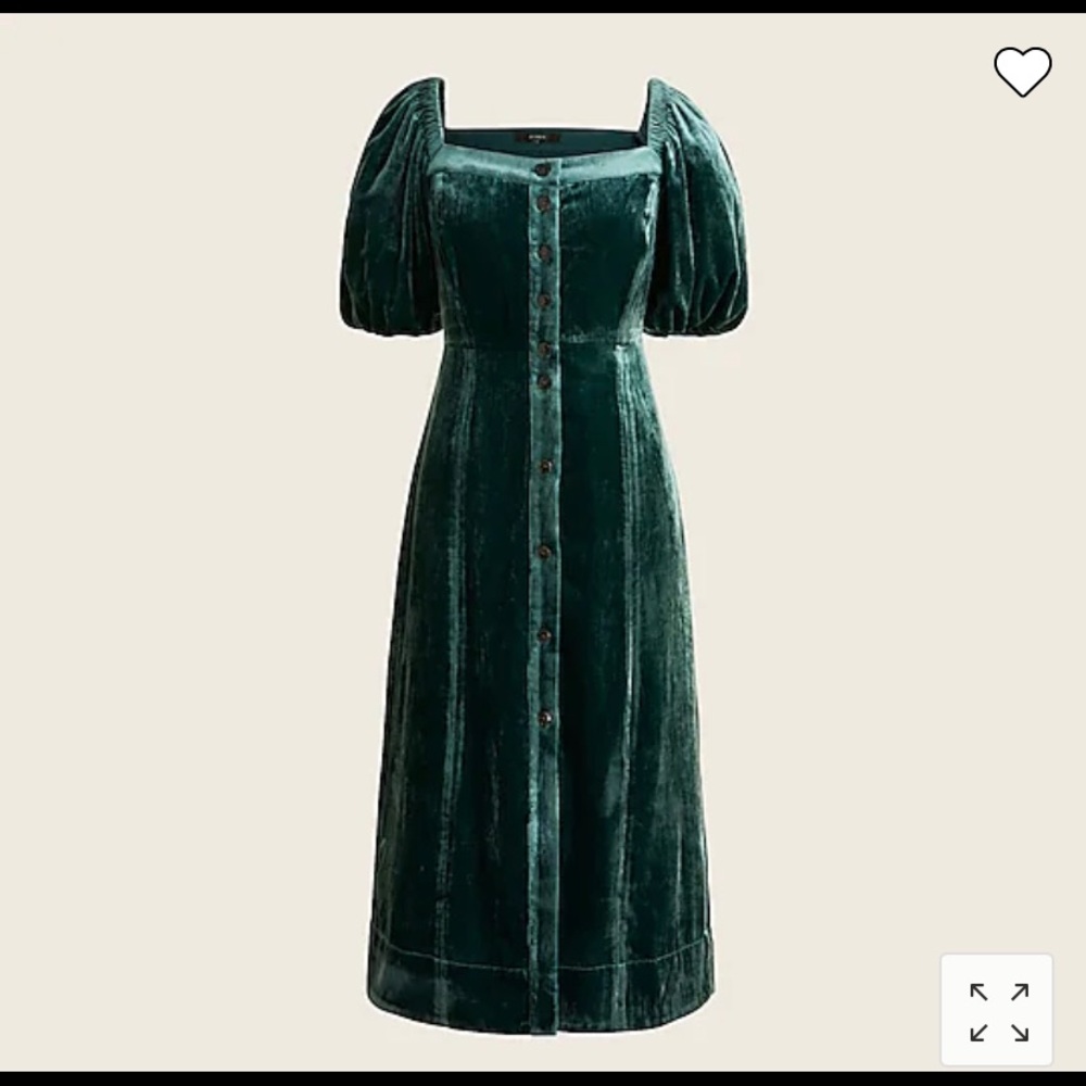 NWT-J.Crew Puff-sleeve velvet dress - Picture 2 of 4